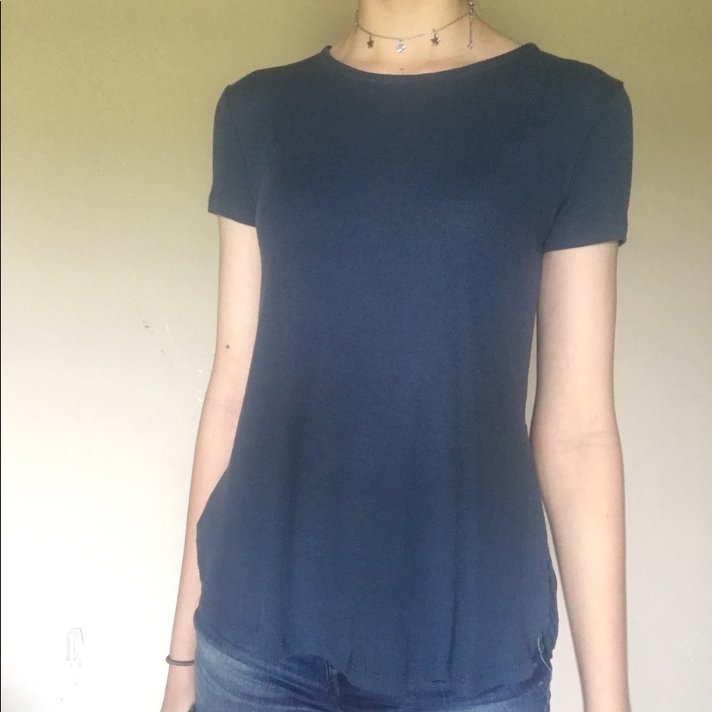 Blue ribbed top
